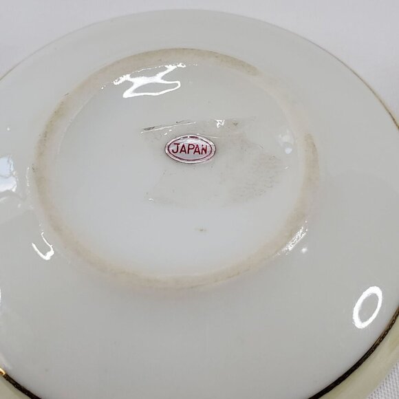 VTG Yellow Rose Trinket Holder Jewelry Box Porcelain Round Gold Trim Japan - Picture 5 of 10